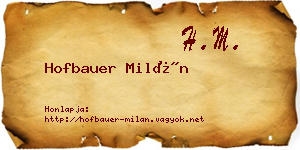Hofbauer Milán névjegykártya