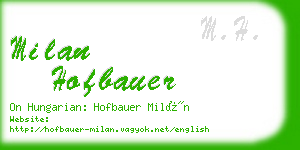 milan hofbauer business card